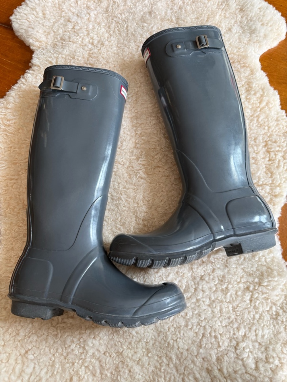 Hunter Gloss Tall Rain Boots in Charcoal - Picture 2 of 8